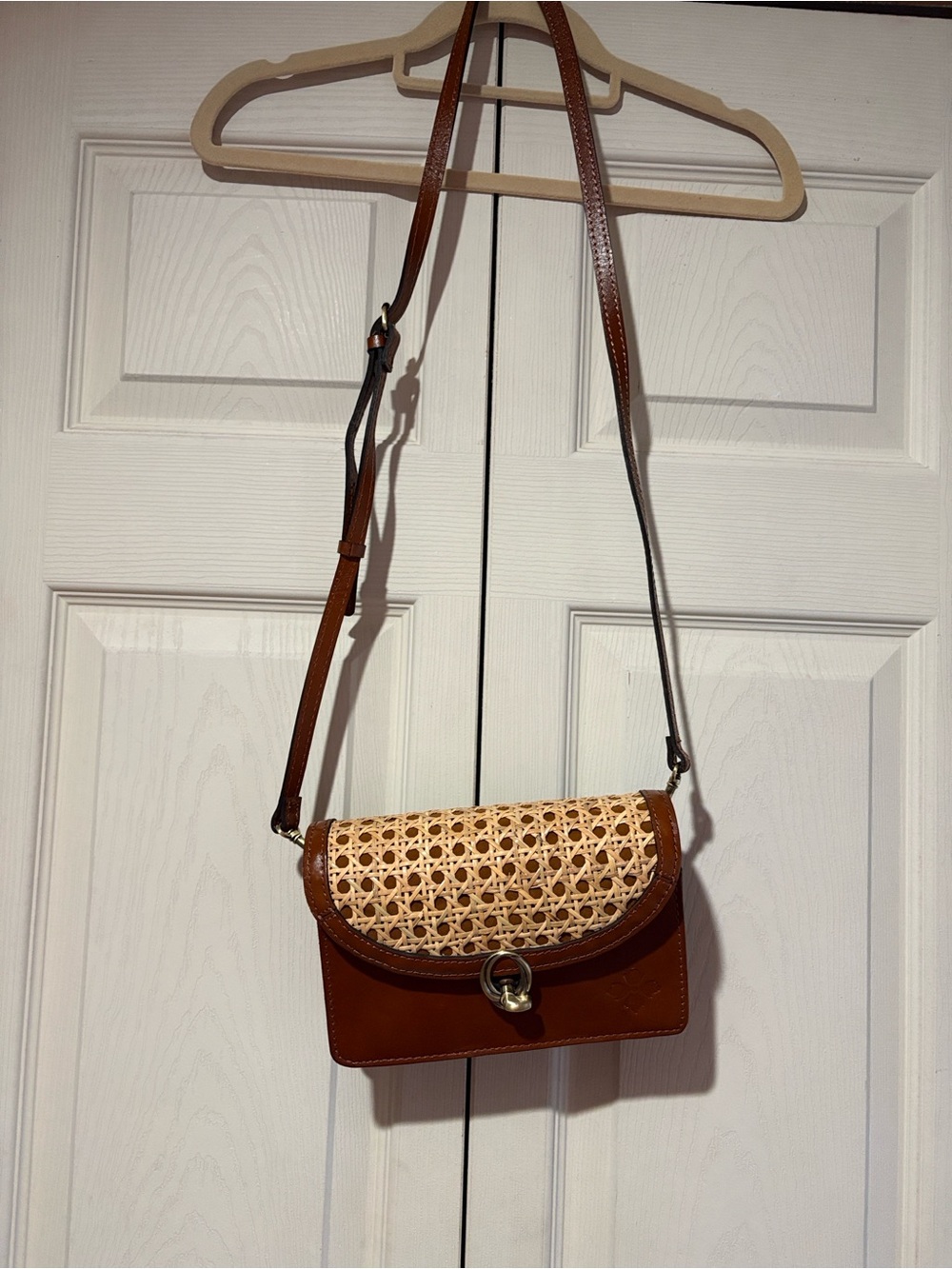 Patricia Nash Bella Leather Crossbody Bag - Brown and Natural - Picture 1 of 8